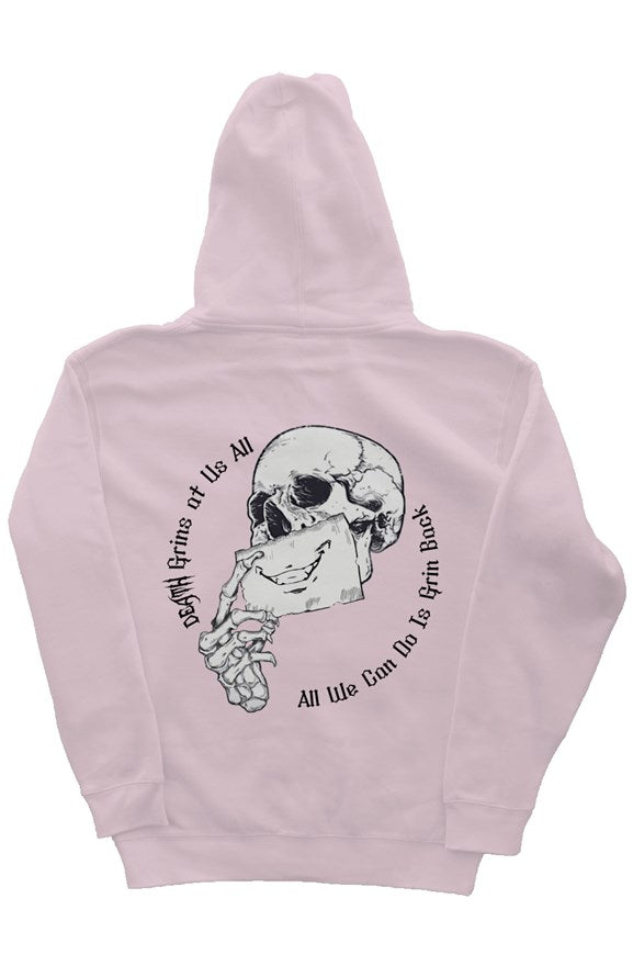 Death Grins At Us All Light Pink Hoodie