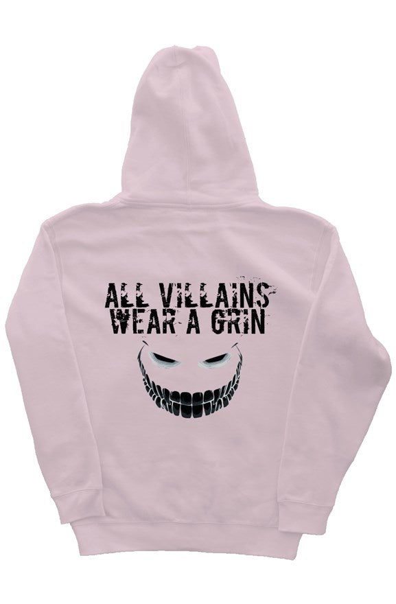 All Villains Wear A Grin Light Pink Hoodie Black
