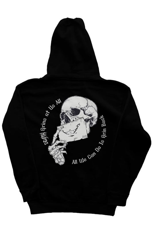 Death Grins At Us All Black Hoodie