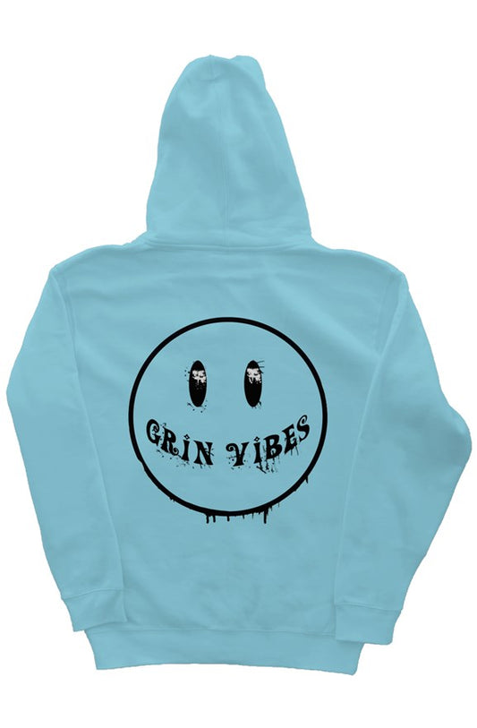 Grin Vibes Blue Aqua Hoodie Black