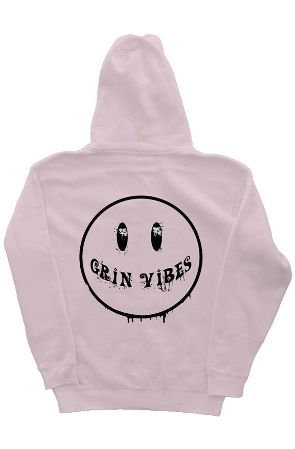 Grin Vibes Light Pink Hoodie Black
