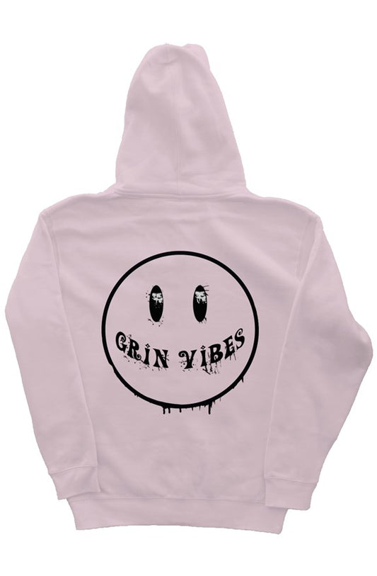 Grin Vibes Light Pink Hoodie Black