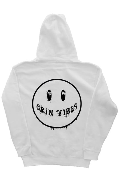 Grin Vibes White Hoodie Black