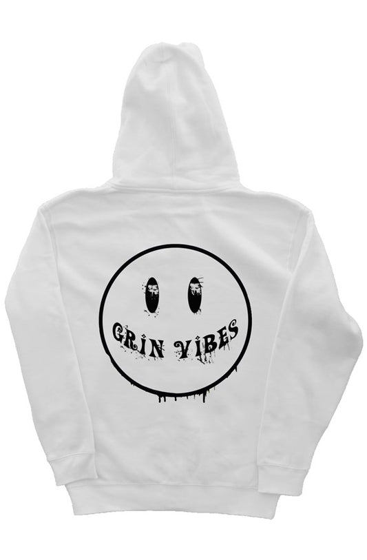 Grin Vibes White Hoodie Black