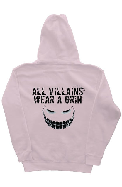 All Villains Wear A Grin Light Pink Hoodie Black